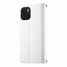 For iPhone 15 Stitching Multi-card Zipper Wallet Leather Phone Case with Short Strap(White) - 3