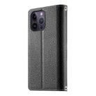 For iPhone 14 Pro Max Stitching Multi-card Zipper Wallet Leather Phone Case with Short Strap(Black) - 3