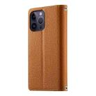 For iPhone 14 Pro Max Stitching Multi-card Zipper Wallet Leather Phone Case with Short Strap(Brown) - 3