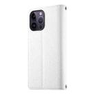 For iPhone 14 Pro Max Stitching Multi-card Zipper Wallet Leather Phone Case with Short Strap(White) - 3