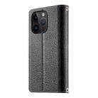 For iPhone 14 Pro Stitching Multi-card Zipper Wallet Leather Phone Case with Short Strap(Black) - 3