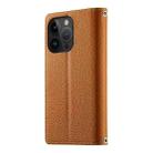 For iPhone 14 Pro Stitching Multi-card Zipper Wallet Leather Phone Case with Short Strap(Brown) - 3