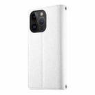 For iPhone 14 Pro Stitching Multi-card Zipper Wallet Leather Phone Case with Short Strap(White) - 3