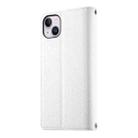 For iPhone 14 Plus Stitching Multi-card Zipper Wallet Leather Phone Case with Short Strap(White) - 3
