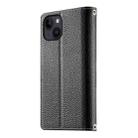 For iPhone 14 / 13 Stitching Multi-card Zipper Wallet Leather Phone Case with Short Strap(Black) - 3
