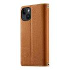 For iPhone 14 / 13 Stitching Multi-card Zipper Wallet Leather Phone Case with Short Strap(Brown) - 3