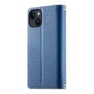 For iPhone 14 / 13 Stitching Multi-card Zipper Wallet Leather Phone Case with Short Strap(Dark Blue) - 3