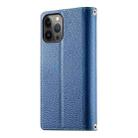 For iPhone 13 Pro Max Stitching Multi-card Zipper Wallet Leather Phone Case with Short Strap(Dark Blue) - 3