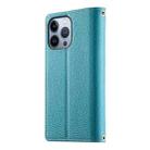 For iPhone 13 Pro Stitching Multi-card Zipper Wallet Leather Phone Case with Short Strap(Blue) - 3