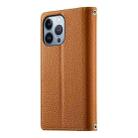 For iPhone 13 Pro Stitching Multi-card Zipper Wallet Leather Phone Case with Short Strap(Brown) - 3
