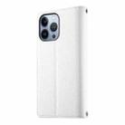 For iPhone 13 Pro Stitching Multi-card Zipper Wallet Leather Phone Case with Short Strap(White) - 3