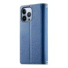 For iPhone 13 Pro Stitching Multi-card Zipper Wallet Leather Phone Case with Short Strap(Dark Blue) - 3