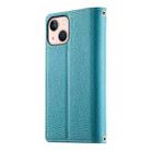 For iPhone 13 mini Stitching Multi-card Zipper Wallet Leather Phone Case with Short Strap(Blue) - 3