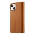 For iPhone 13 mini Stitching Multi-card Zipper Wallet Leather Phone Case with Short Strap(Brown) - 3