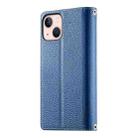 For iPhone 13 mini Stitching Multi-card Zipper Wallet Leather Phone Case with Short Strap(Dark Blue) - 3