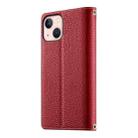 For iPhone 13 mini Stitching Multi-card Zipper Wallet Leather Phone Case with Short Strap(Red) - 3