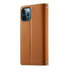 For iPhone 12 Pro Max Stitching Multi-card Zipper Wallet Leather Phone Case with Short Strap(Brown) - 3