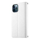 For iPhone 12 Pro Max Stitching Multi-card Zipper Wallet Leather Phone Case with Short Strap(White) - 3