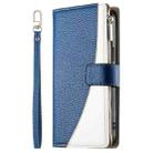 For iPhone 12 Pro Max Stitching Multi-card Zipper Wallet Leather Phone Case with Short Strap(Dark Blue) - 2