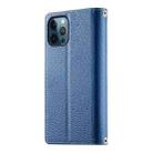 For iPhone 12 Pro Max Stitching Multi-card Zipper Wallet Leather Phone Case with Short Strap(Dark Blue) - 3