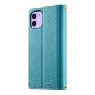 For iPhone 12 / 12 Pro Stitching Multi-card Zipper Wallet Leather Phone Case with Short Strap(Blue) - 3
