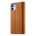 For iPhone 12 / 12 Pro Stitching Multi-card Zipper Wallet Leather Phone Case with Short Strap(Brown) - 3