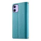 For iPhone 12 mini Stitching Multi-card Zipper Wallet Leather Phone Case with Short Strap(Blue) - 3