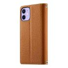 For iPhone 12 mini Stitching Multi-card Zipper Wallet Leather Phone Case with Short Strap(Brown) - 3