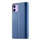 For iPhone 12 mini Stitching Multi-card Zipper Wallet Leather Phone Case with Short Strap(Dark Blue) - 3