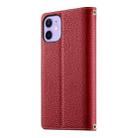 For iPhone 12 mini Stitching Multi-card Zipper Wallet Leather Phone Case with Short Strap(Red) - 3