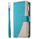 For iPhone 11 Pro Max Stitching Multi-card Zipper Wallet Leather Phone Case with Short Strap(Blue) - 2