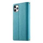 For iPhone 11 Pro Max Stitching Multi-card Zipper Wallet Leather Phone Case with Short Strap(Blue) - 3
