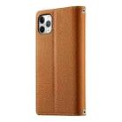 For iPhone 11 Pro Max Stitching Multi-card Zipper Wallet Leather Phone Case with Short Strap(Brown) - 3