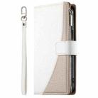 For iPhone 11 Pro Max Stitching Multi-card Zipper Wallet Leather Phone Case with Short Strap(White) - 2