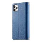 For iPhone 11 Pro Max Stitching Multi-card Zipper Wallet Leather Phone Case with Short Strap(Dark Blue) - 3
