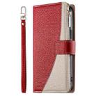 For iPhone 11 Pro Max Stitching Multi-card Zipper Wallet Leather Phone Case with Short Strap(Red) - 2