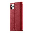 For iPhone 11 Pro Max Stitching Multi-card Zipper Wallet Leather Phone Case with Short Strap(Red) - 3