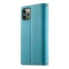 For iPhone 11 Pro Stitching Multi-card Zipper Wallet Leather Phone Case with Short Strap(Blue) - 3