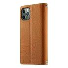 For iPhone 11 Pro Stitching Multi-card Zipper Wallet Leather Phone Case with Short Strap(Brown) - 3