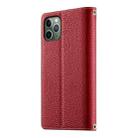 For iPhone 11 Pro Stitching Multi-card Zipper Wallet Leather Phone Case with Short Strap(Red) - 3
