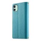 For iPhone 11 Stitching Multi-card Zipper Wallet Leather Phone Case with Short Strap(Blue) - 3