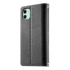 For iPhone 11 Stitching Multi-card Zipper Wallet Leather Phone Case with Short Strap(Black) - 3