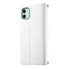 For iPhone 11 Stitching Multi-card Zipper Wallet Leather Phone Case with Short Strap(White) - 3