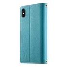 For iPhone XS Max Stitching Multi-card Zipper Wallet Leather Phone Case with Short Strap(Blue) - 3