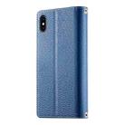 For iPhone XS Max Stitching Multi-card Zipper Wallet Leather Phone Case with Short Strap(Dark Blue) - 3