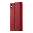 For iPhone XS Max Stitching Multi-card Zipper Wallet Leather Phone Case with Short Strap(Red) - 3