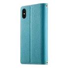 For iPhone X / XS Stitching Multi-card Zipper Wallet Leather Phone Case with Short Strap(Blue) - 3