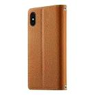 For iPhone X / XS Stitching Multi-card Zipper Wallet Leather Phone Case with Short Strap(Brown) - 3