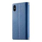 For iPhone X / XS Stitching Multi-card Zipper Wallet Leather Phone Case with Short Strap(Dark Blue) - 3