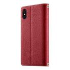 For iPhone X / XS Stitching Multi-card Zipper Wallet Leather Phone Case with Short Strap(Red) - 3
